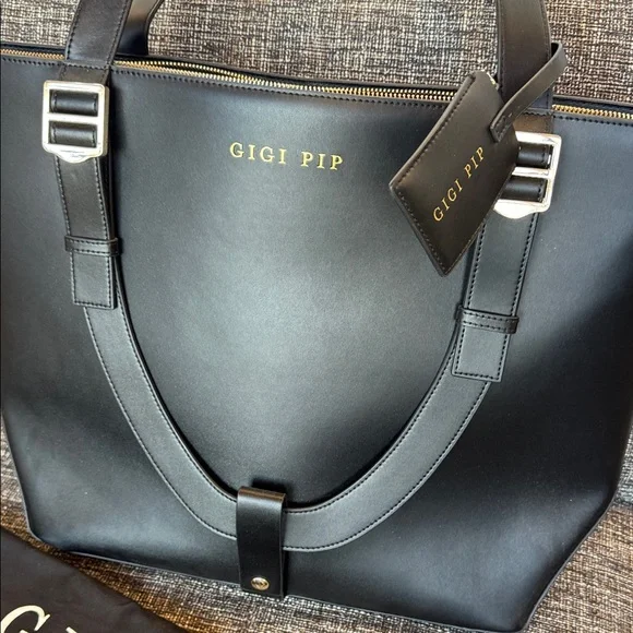 GIGI PIP Hayes Black Leather Hat Carrier Carrying Tote Travel Bag - Picture 5 of 14